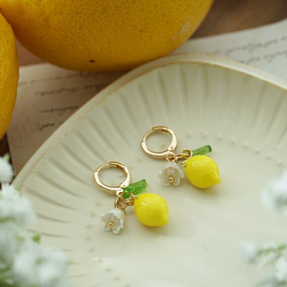 Handmade cute lemon earrings - Picture 4 of 7
